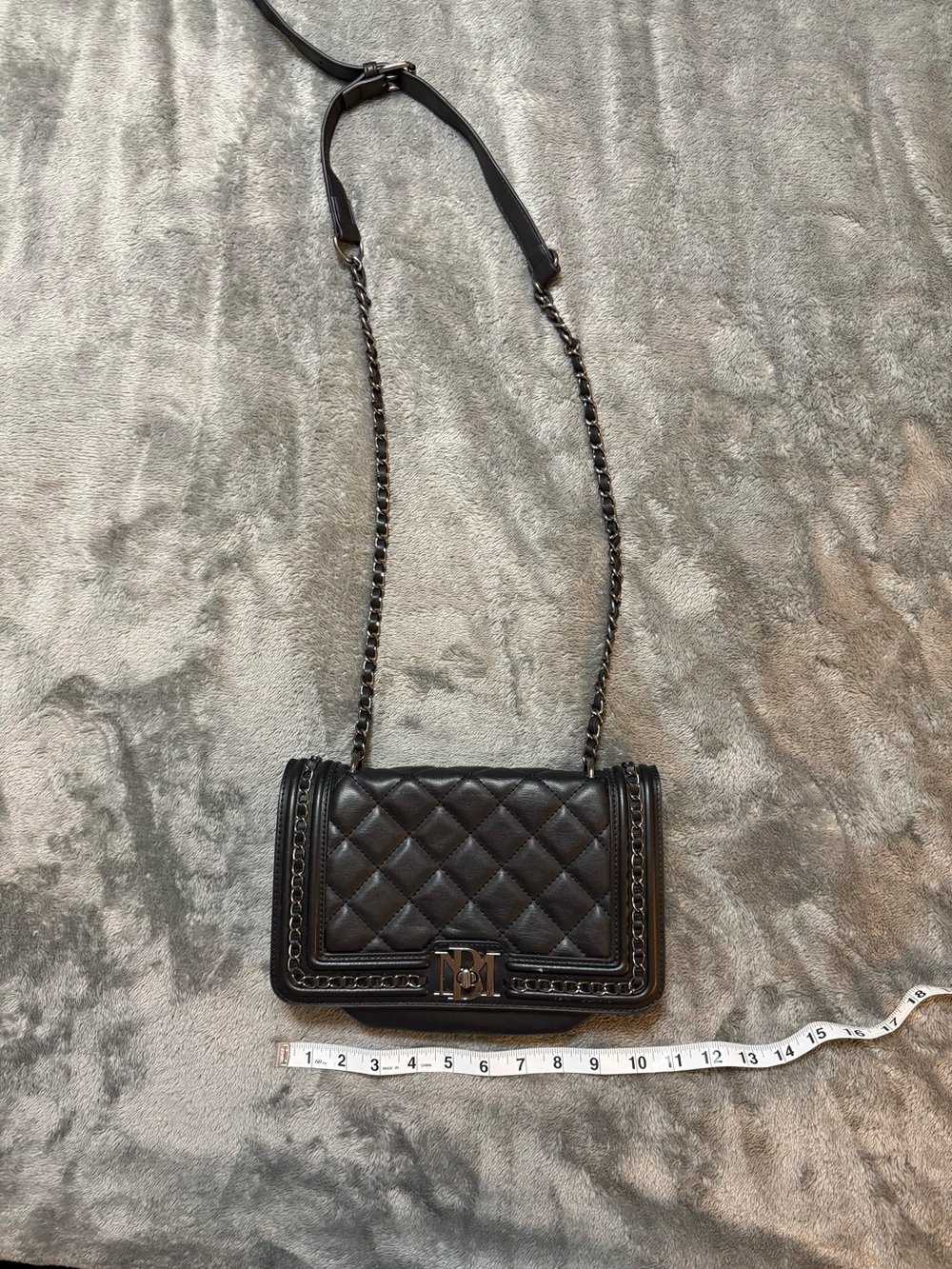 Badgley Mischka Black Quilted Chain-Trim Crossbody Bag